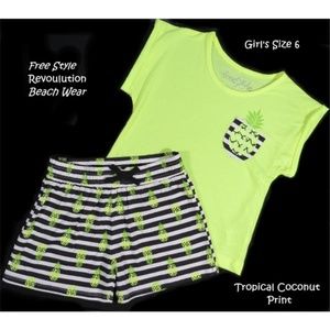 Free Style Girls 6 Tropical Beach Wear Set